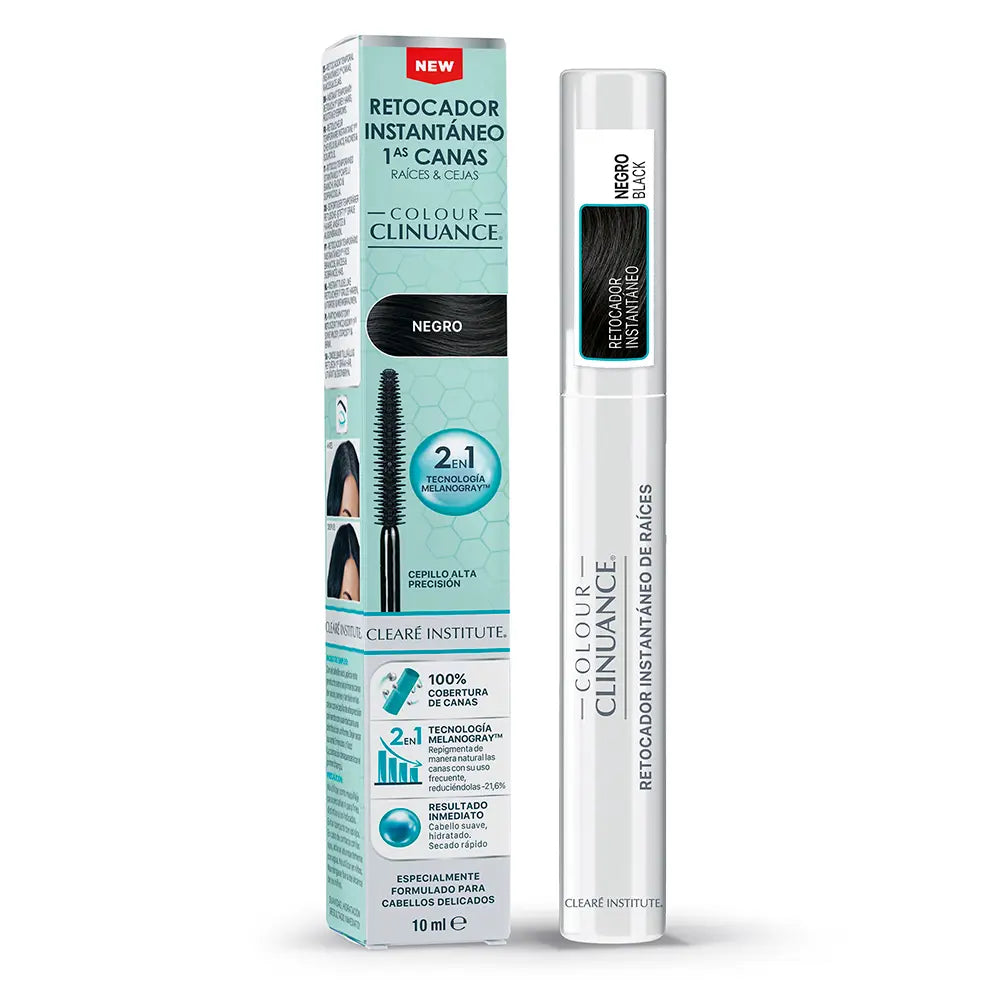 CLEARÉ INSTITUTE-COLOUR CLINUANCE Retocador de Raízes Grisalhas Instantâneo Preto 10 ml.-DrShampoo - Perfumaria e Cosmética