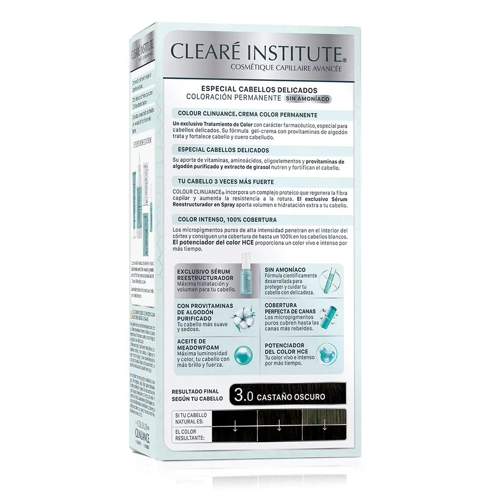 CLEARÉ INSTITUTE-COLOUR CLINUANCE para cabelos delicados 30 castanho escuro 1 u.-DrShampoo - Perfumaria e Cosmética