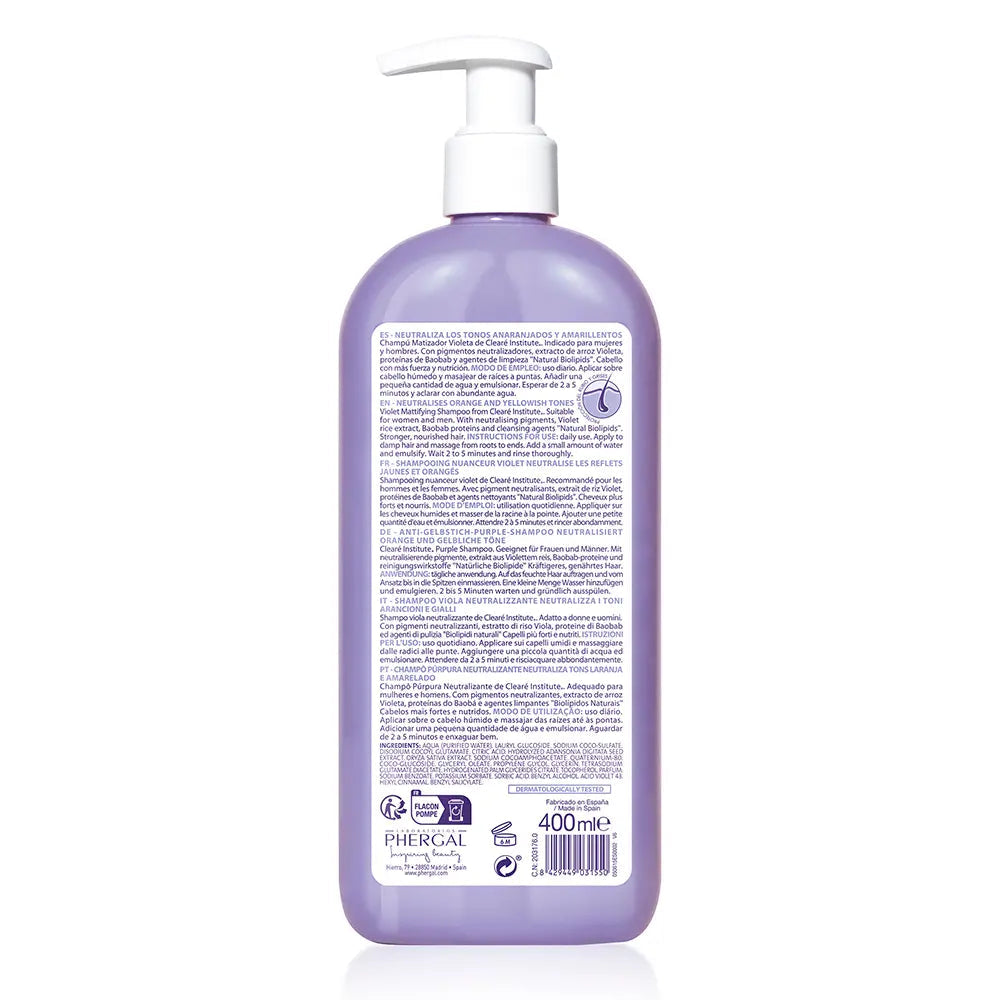 CLEARÉ INSTITUTE-MATIZADOR VIOLETA CHAMPÔ 400 ml-DrShampoo - Perfumaria e Cosmética