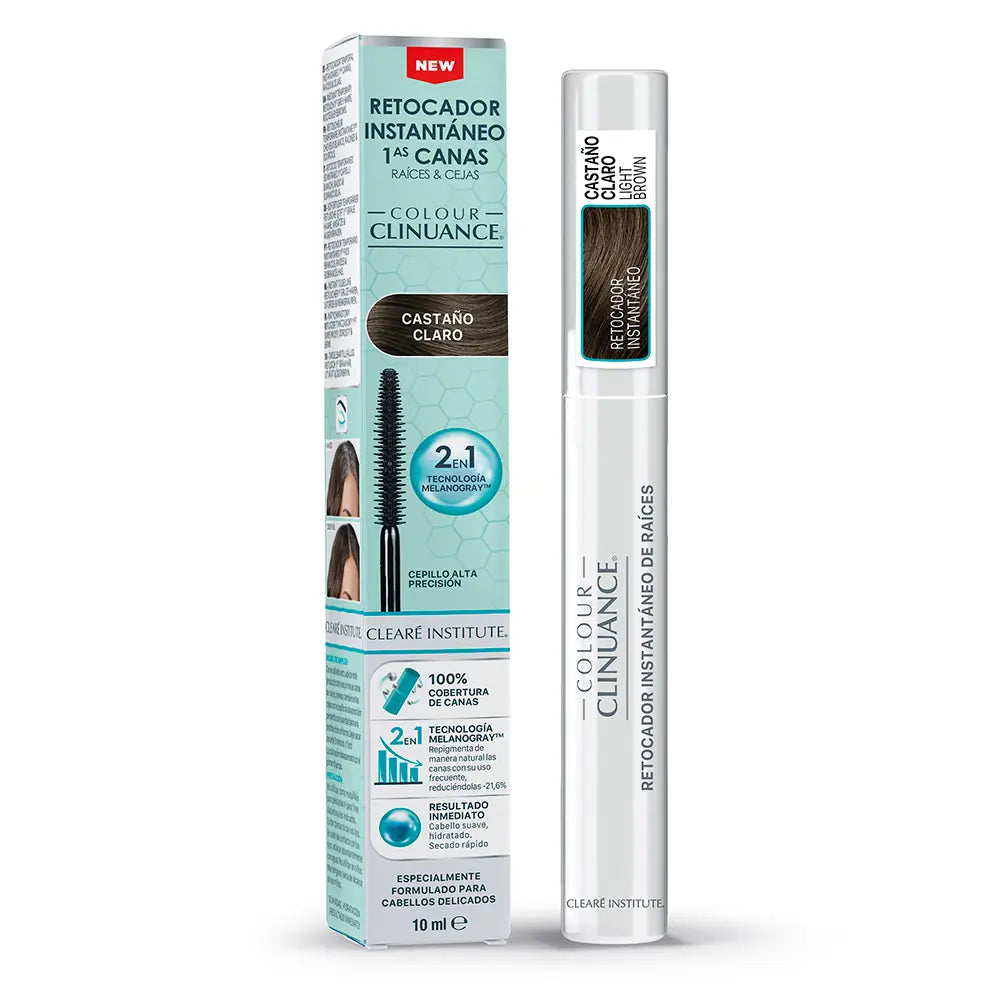 CLEARÉ INSTITUTE-RETOCADOR DE RAIZ GRIS INSTANTÂNEO COLOUR CLINUANCE Castanho Claro 10 ml.-DrShampoo - Perfumaria e Cosmética