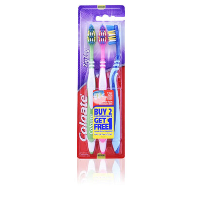 COLGATE-ZIG ZAG escova de dentes média 3 unidades-DrShampoo - Perfumaria e Cosmética
