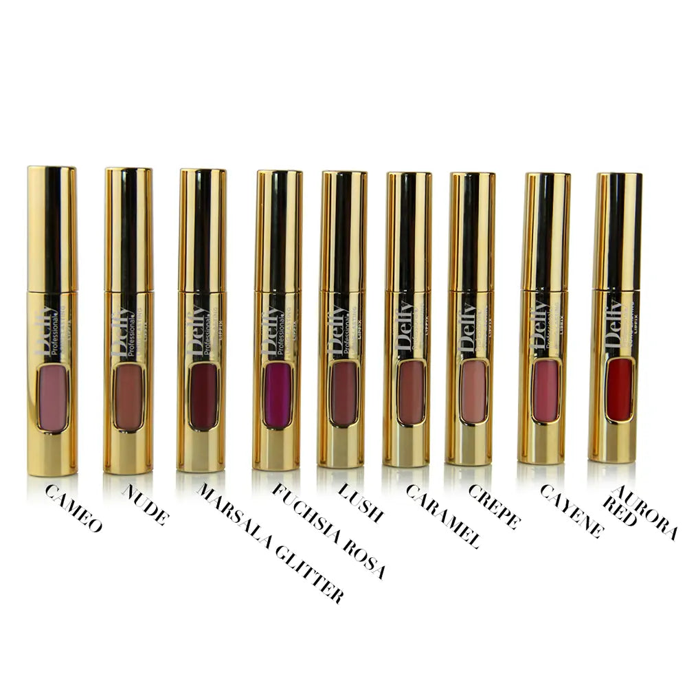 DELFY-BATOM LÍQUIDO LIPFIX GOLD marsala glitter 8 g-DrShampoo - Perfumaria e Cosmética