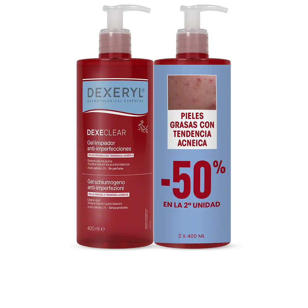 DEXERYL-DEXECLEAR gel de limpeza antiacne, embalagem com 2 x 400 ml-DrShampoo - Perfumaria e Cosmética