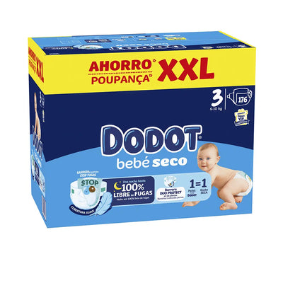 DODOT-Fraldas DODOT STAGES XXL tamanho 3 para bebês de 6 a 10 kg, 176 unidades-DrShampoo - Perfumaria e Cosmética