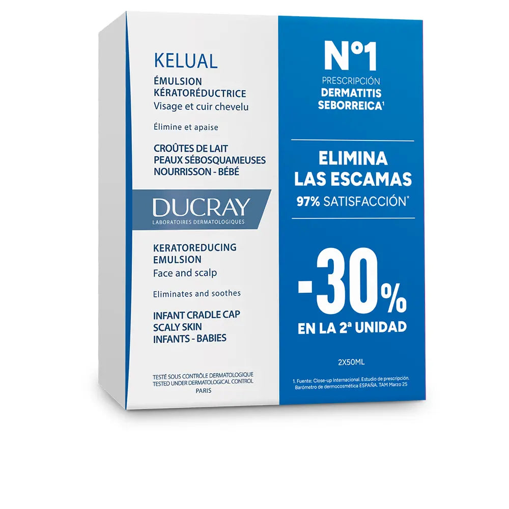 DUCRAY-Emulsão keratoreduzente KELUAL para crosta láctea, embalagem com 2 x 50 ml.-DrShampoo - Perfumaria e Cosmética