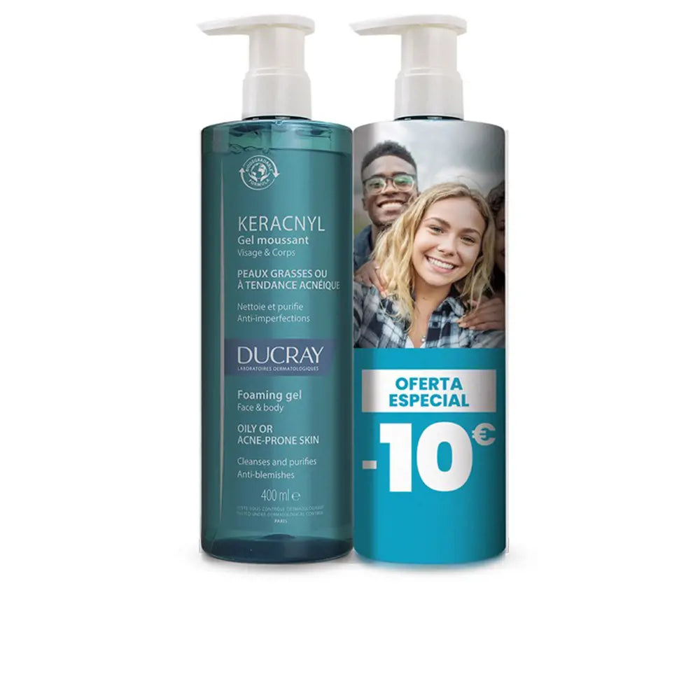 DUCRAY-Gelo de limpeza KERACNYL duo 2 x 400 ml.-DrShampoo - Perfumaria e Cosmética