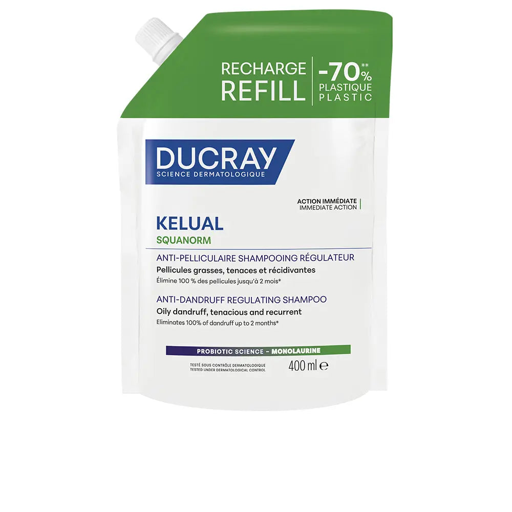 DUCRAY-KELUAL SQUANORM shampoo para caspa oleosa recarga 400 ml-DrShampoo - Perfumaria e Cosmética