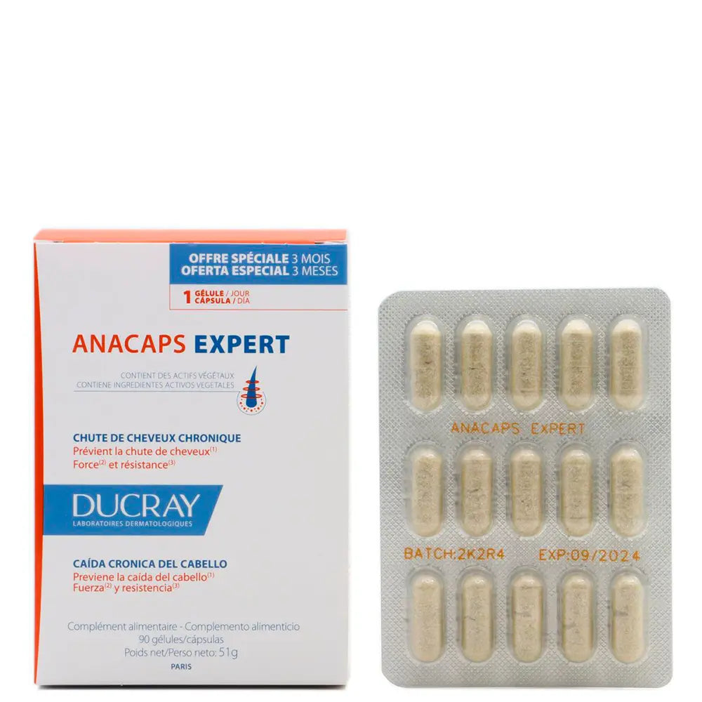 DUCRAY-Suplemento ANACAPS EXPERT para queda de cabelo reacional 90 cápsulas.-DrShampoo - Perfumaria e Cosmética