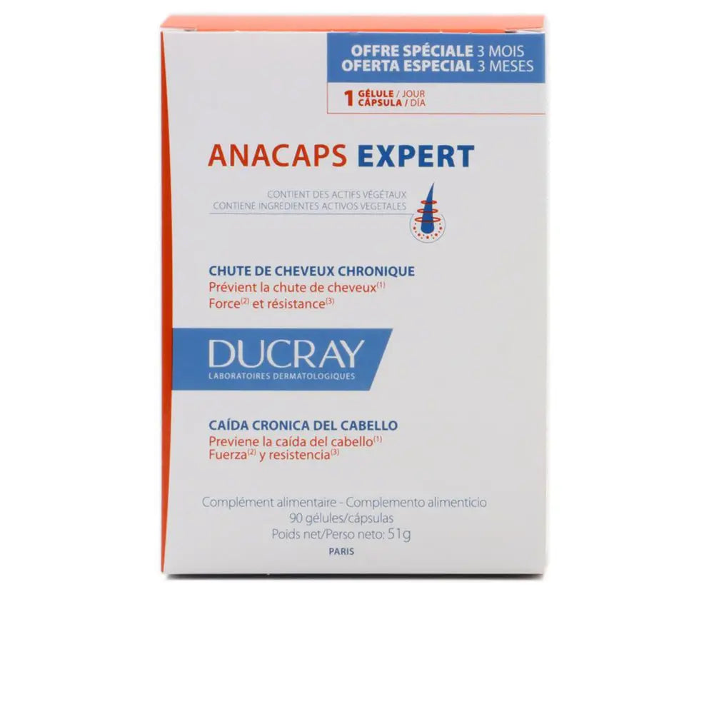 DUCRAY-Suplemento ANACAPS EXPERT para queda de cabelo reacional 90 cápsulas.-DrShampoo - Perfumaria e Cosmética