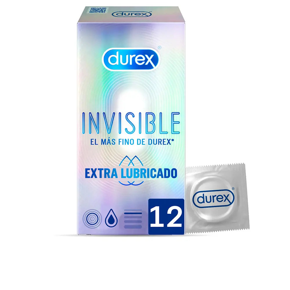 DUREX-Preservativos invisíveis extra lubrificados 12 unidades.-DrShampoo - Perfumaria e Cosmética