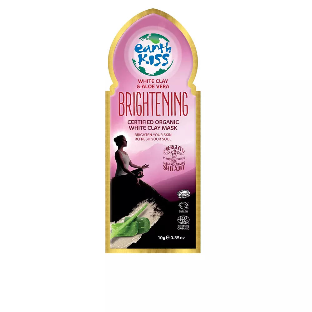 EARTH KISS-Máscara de argila branca orgânica certificada BRIGHTENING 10 ml-DrShampoo - Perfumaria e Cosmética