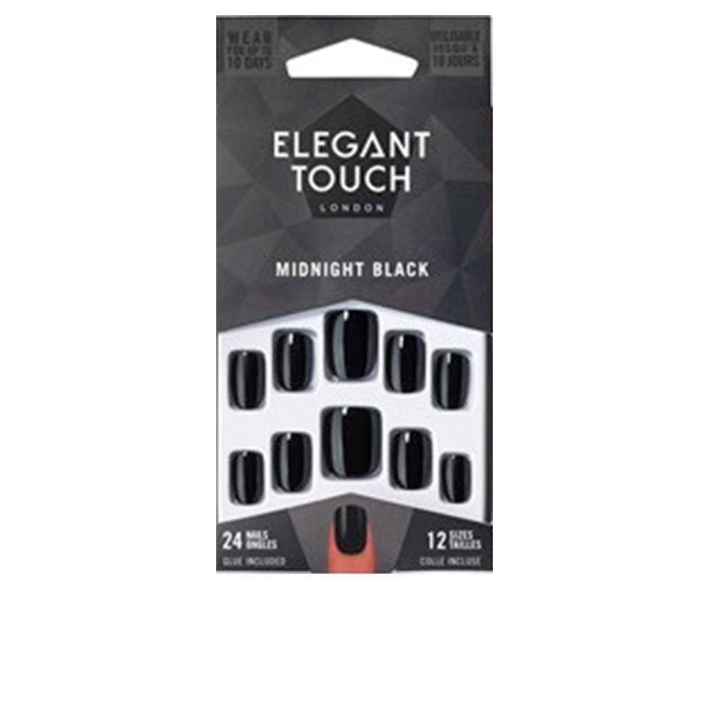 ELEGANT TOUCH-CORE COLOUR 24 nails with glue squoval midnight black-DrShampoo - Perfumaria e Cosmética