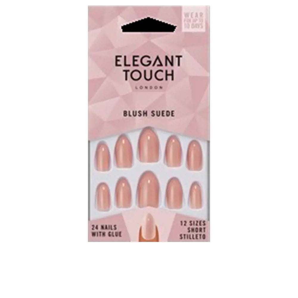 ELEGANT TOUCH-CORE COLOUR 24 unhas com cola stiletto curto blush suede.-DrShampoo - Perfumaria e Cosmética