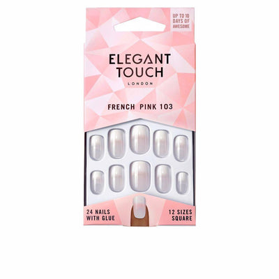 ELEGANT TOUCH-FRANCÊS rosa 24 unhas com cola quadrado 103 M-DrShampoo - Perfumaria e Cosmética