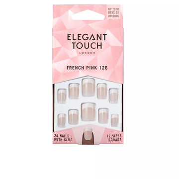ELEGANT TOUCH-FRANCÊS rosa 24 unhas com cola quadrado 126 S-DrShampoo - Perfumaria e Cosmética Imagem principal do produto