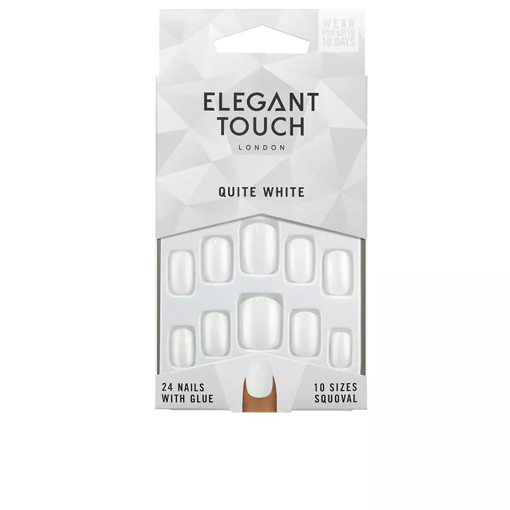 ELEGANT TOUCH-POLISHED COLOR 24 unhas com cola squoval bem branca-DrShampoo - Perfumaria e Cosmética