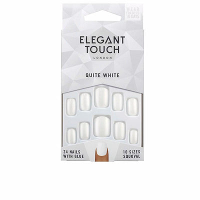 ELEGANT TOUCH-POLISHED COLOR 24 unhas com cola squoval bem branca-DrShampoo - Perfumaria e Cosmética