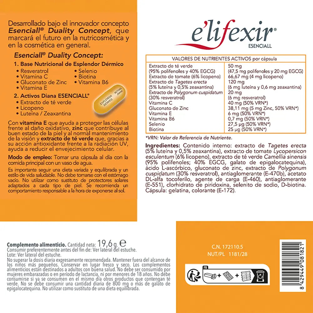 E'LIFEXIR-ESENCIAL pele canela cápsulas 40 u.-DrShampoo - Perfumaria e Cosmética