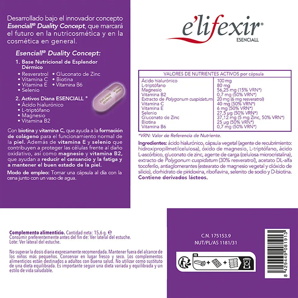 E'LIFEXIR-ESENCIALL cóctel belleza nocturna cápsulas 60 u-DrShampoo - Perfumaria e Cosmética