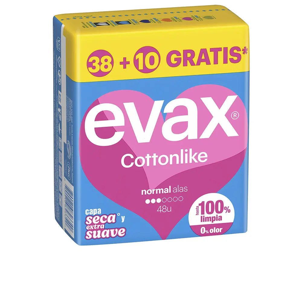 EVAX-EVAX COTTONLIKE absorventes normais com asas 48 u.-DrShampoo - Perfumaria e Cosmética
