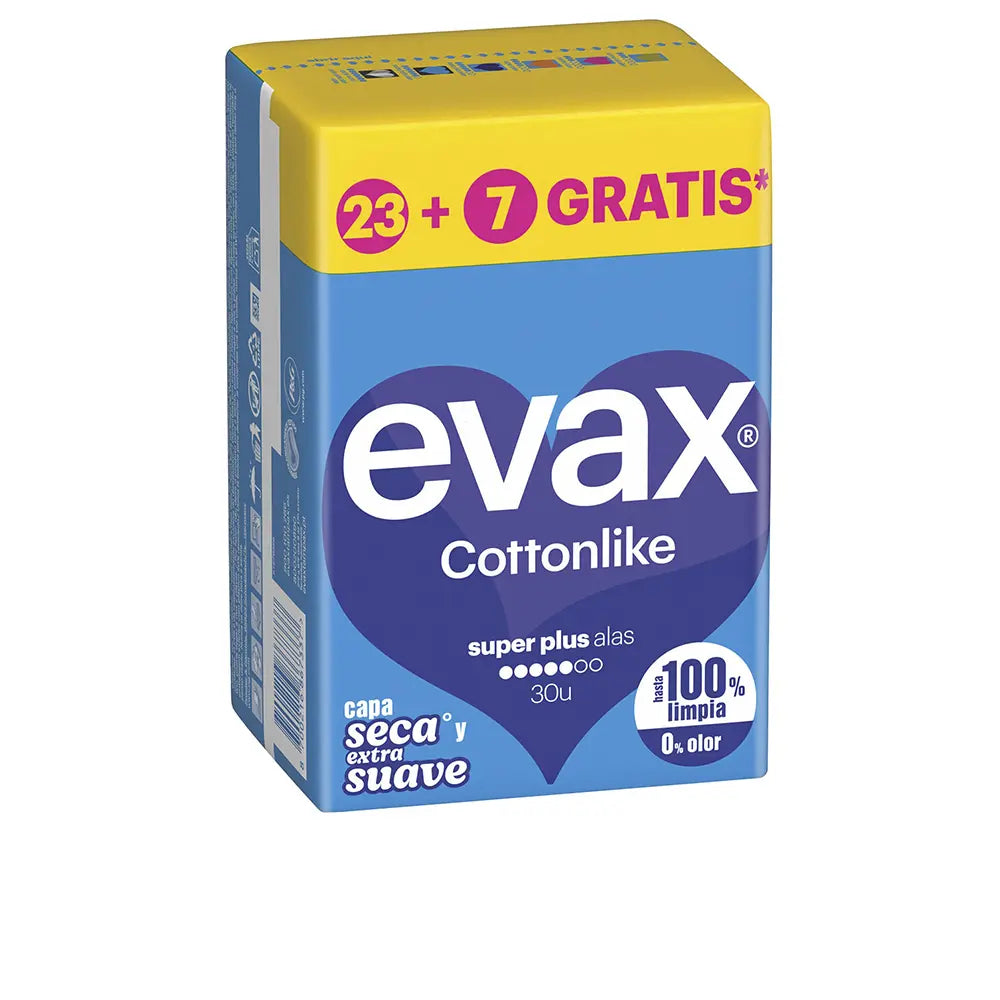 EVAX-EVAX COTTONLIKE absorventes super plus com asas 30 unidades.-DrShampoo - Perfumaria e Cosmética