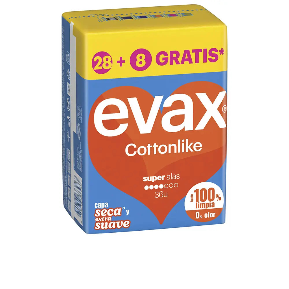 EVAX-EVAX COTTONLIKE super asas absorventes 36 u.-DrShampoo - Perfumaria e Cosmética