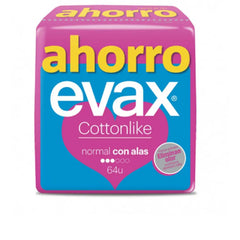 EVAX-compressas normais com abas 64 unidades com sensação de algodão.-DrShampoo - Perfumaria e Cosmética