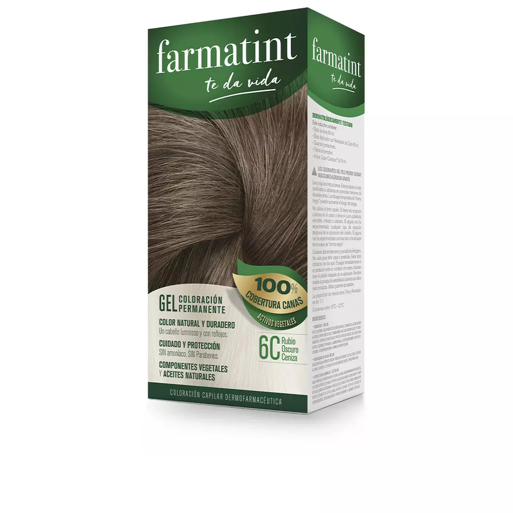 FARMATINT-FARMATINT GEL coloração permanente 6c loiro escuro cinza-DrShampoo - Perfumaria e Cosmética