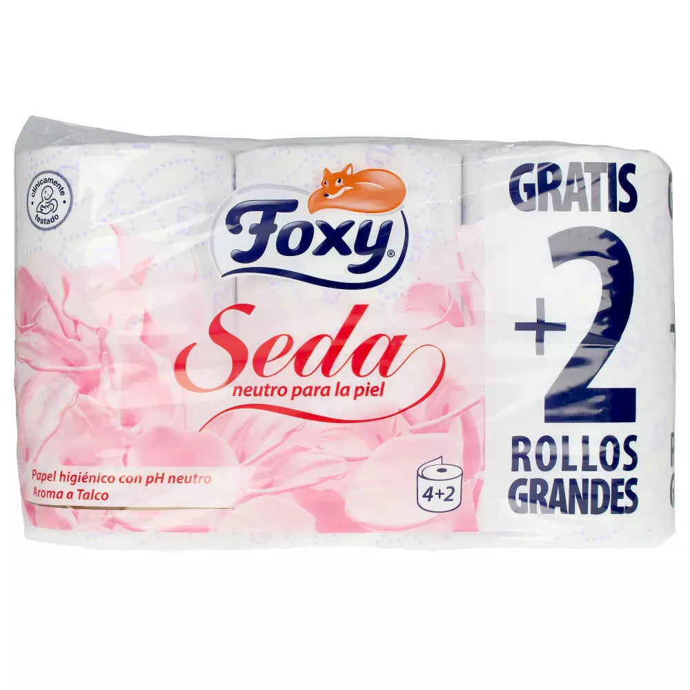 FOXY-SEDA papel higiênico ph neutro aroma de talco 3 camadas 6 rolos-DrShampoo - Perfumaria e Cosmética