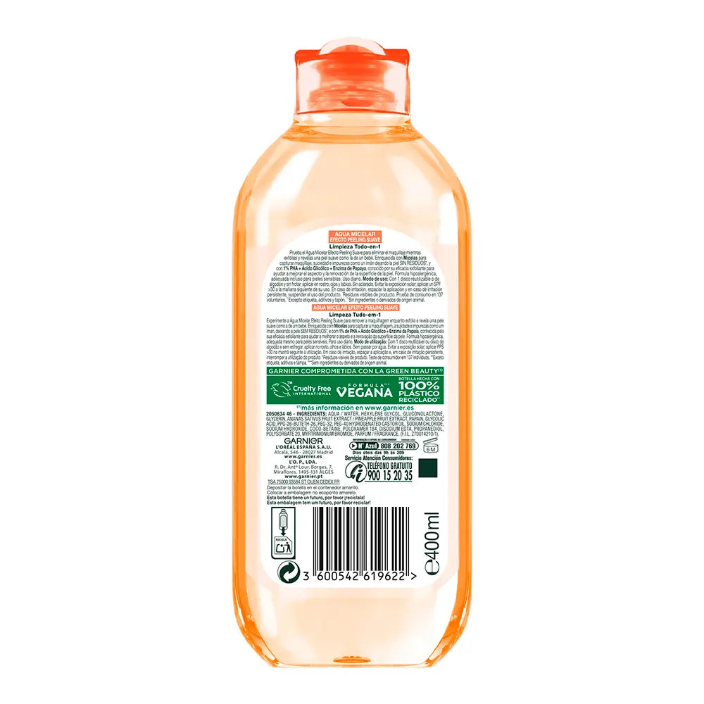 GARNIER-Água Micelar SKINACTIVE Efeito Peeling Suave Tudo em 1 400 ml-DrShampoo - Perfumaria e Cosmética