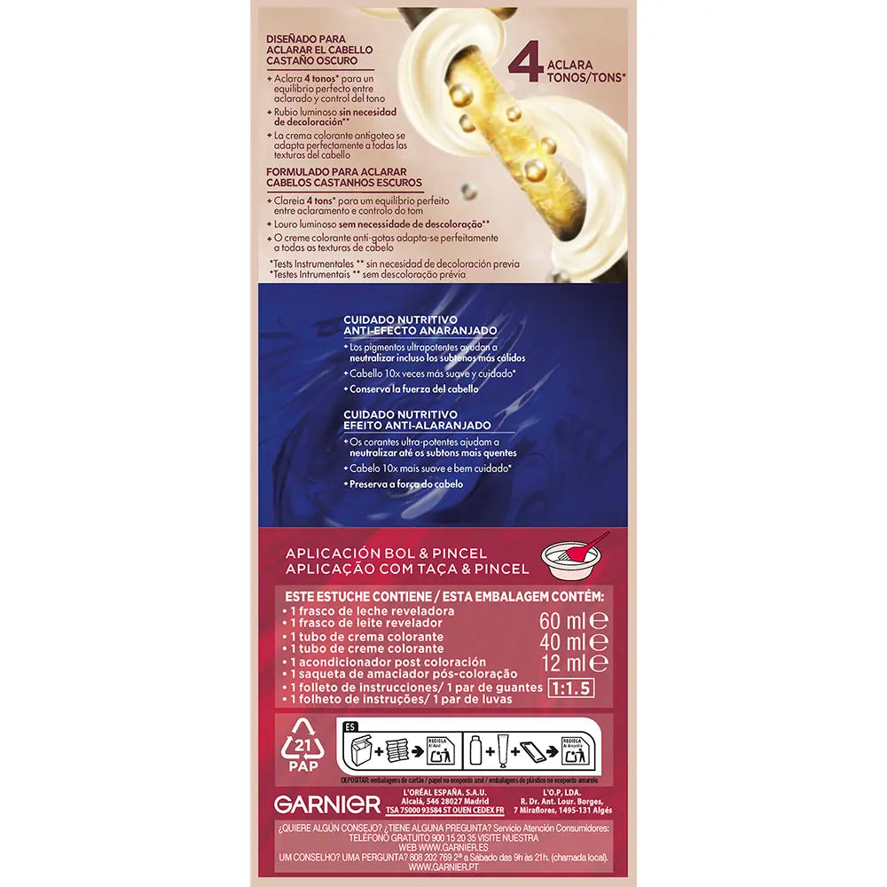 GARNIER-COLOR SENSATION tinta loira luminosa sem desbotar para cabelo escuro Louro Miel 5 u.-DrShampoo - Perfumaria e Cosmética