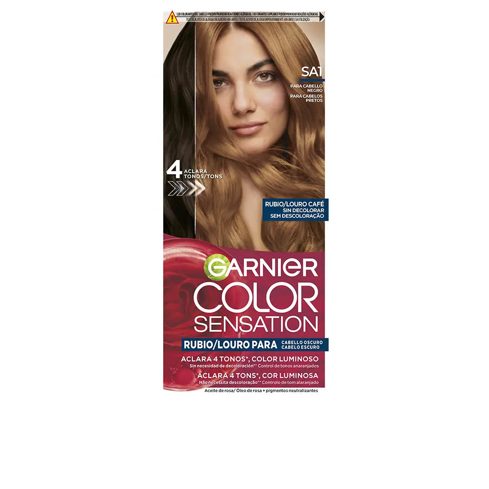 GARNIER-COLOR SENSATION tinta loira luminosa sem desbotar para cabelos escuros Louro Café 5 u.-DrShampoo - Perfumaria e Cosmética