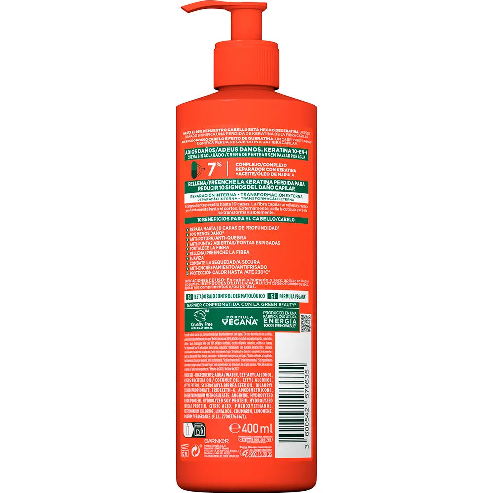 GARNIER-Creme leave-in FRUCTIS KERATINA 10 EM 1 400 ml-DrShampoo - Perfumaria e Cosmética