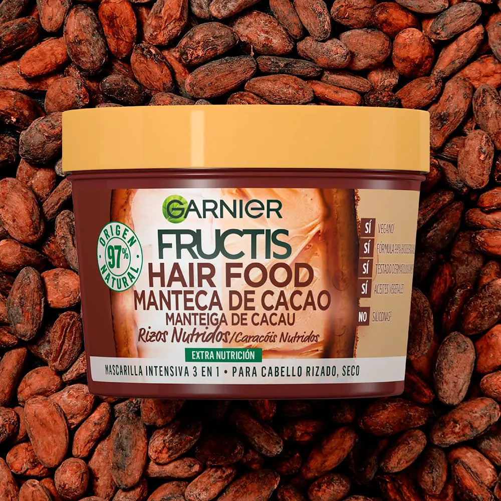 GARNIER-FRUCTIS HAIR FOOD máscara de manteiga de cacau pedaços nutridos-DrShampoo - Perfumaria e Cosmética
