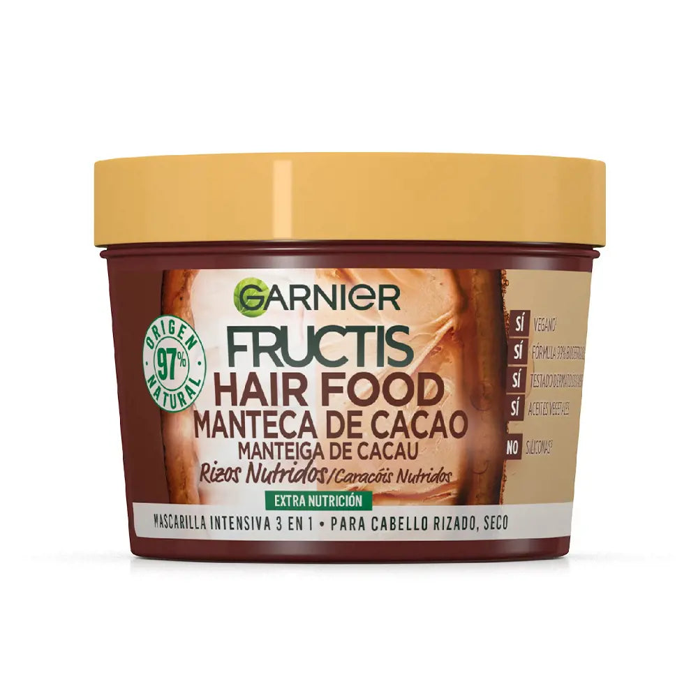 GARNIER-FRUCTIS HAIR FOOD máscara de manteiga de cacau pedaços nutridos-DrShampoo - Perfumaria e Cosmética