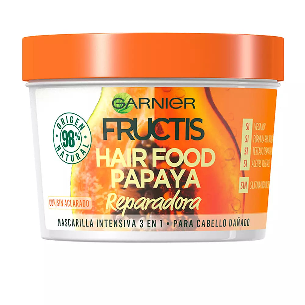 GARNIER-FRUCTIS HAIR FOOD máscara reparadora de papaia 390 ml-DrShampoo - Perfumaria e Cosmética