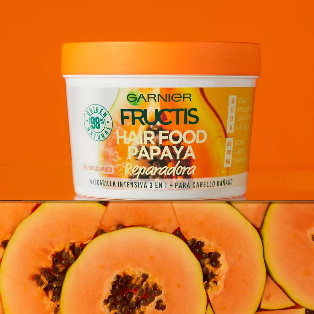 GARNIER-FRUCTIS HAIR FOOD máscara reparadora de papaia 390 ml-DrShampoo - Perfumaria e Cosmética