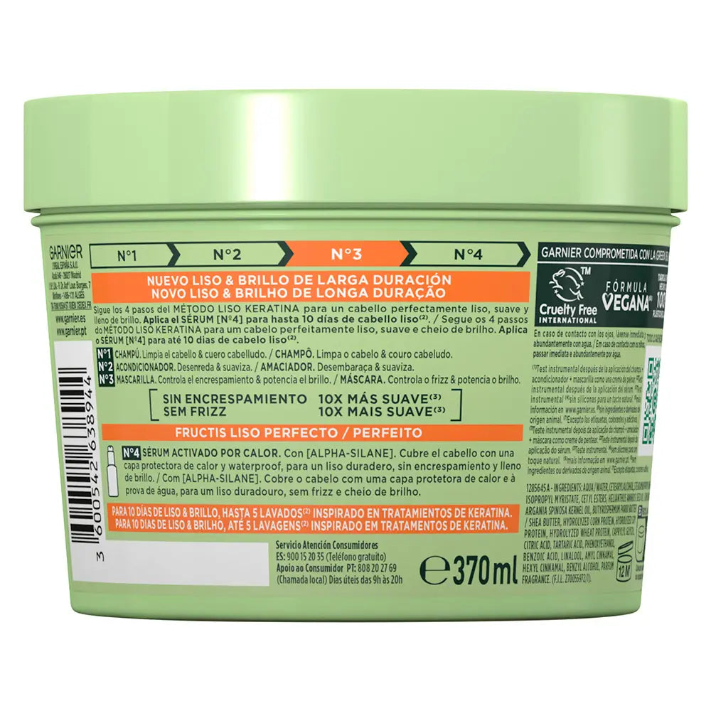 GARNIER-Máscara lisa FRUCTIS LISO KERATIN Nº3 370 ml-DrShampoo - Perfumaria e Cosmética