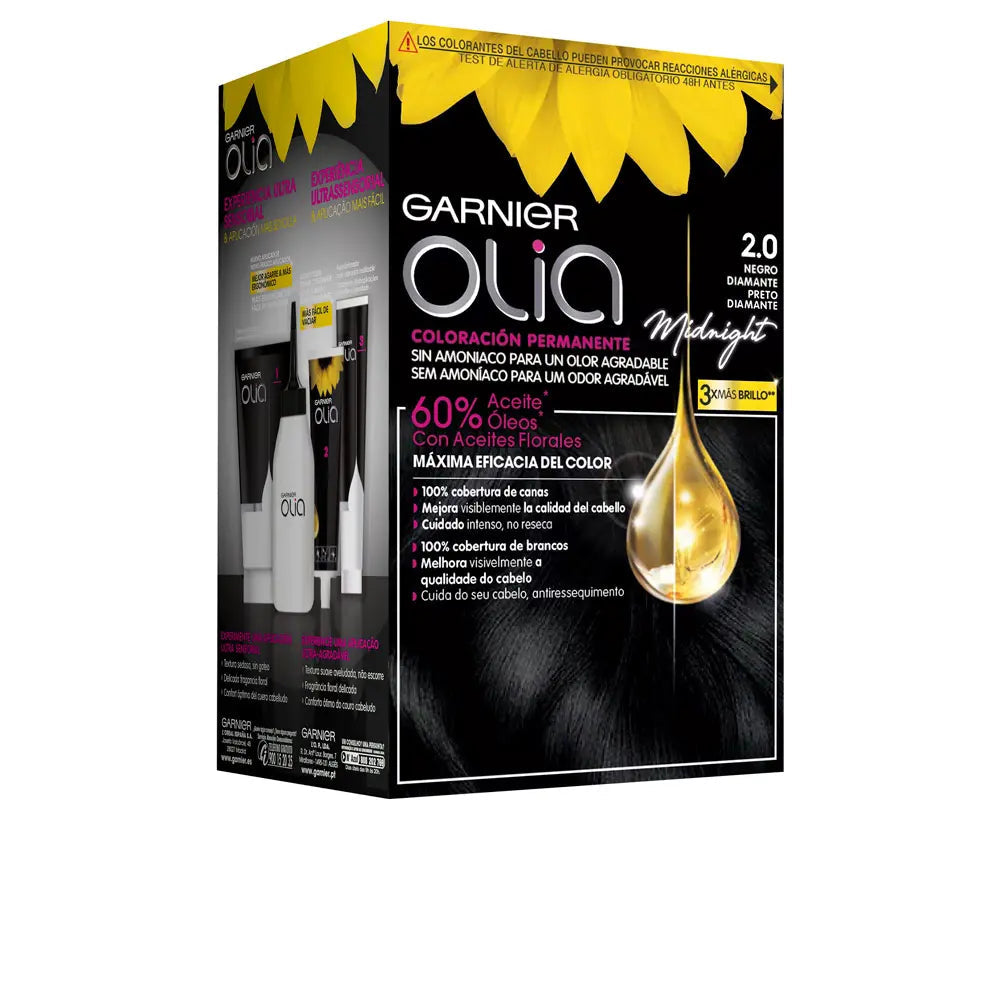 GARNIER-OLIA Coloracion Permanente 20 Black Diamond 4 pz-DrShampoo - Perfumaria e Cosmética