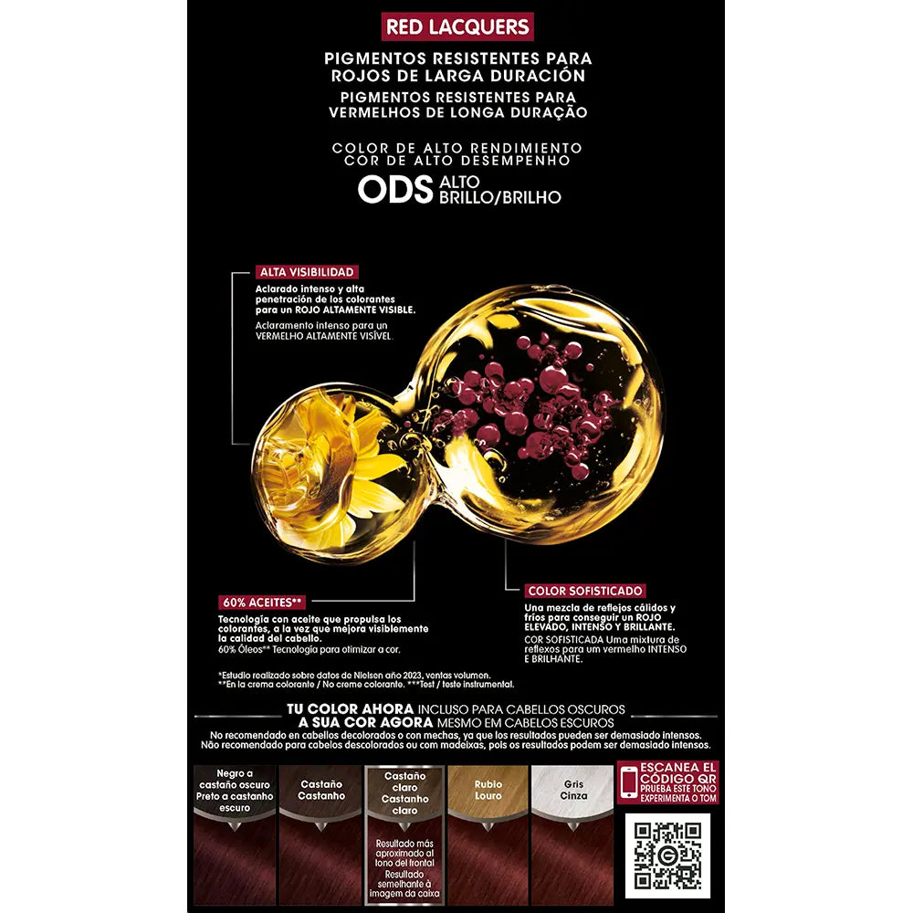 GARNIER-OLIA RED LACQUERS cor permanente 552 Malbec Exquisito 3 u.-DrShampoo - Perfumaria e Cosmética