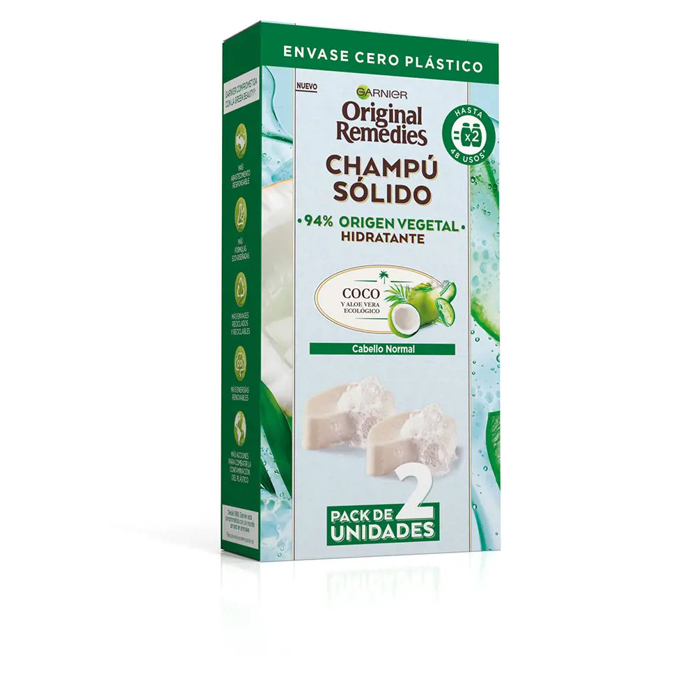 GARNIER-ORIGINAL REMEDIES coco shampoo sólido hidratante 2 X 60 gr-DrShampoo - Perfumaria e Cosmética