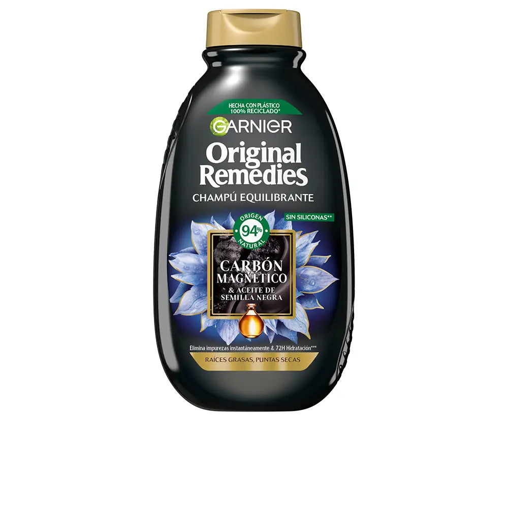 GARNIER-SHAMPOO DE CARVÃO ATIVADO MAGNÉTICO ORIGINAL REMEDIES 400 ml-DrShampoo - Perfumaria e Cosmética
