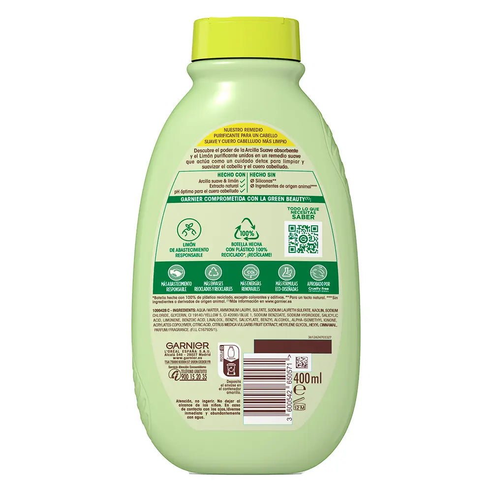 GARNIER-SHAMPOO SUAVE DE ARGILA E LIMÃO ORIGINAL REMEDIES 400 ML-DrShampoo - Perfumaria e Cosmética