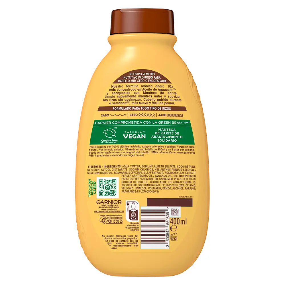 GARNIER-Shampoo de óleo de abacate e manteiga de karité ORIGINAL REMEDIES 400 ml-DrShampoo - Perfumaria e Cosmética