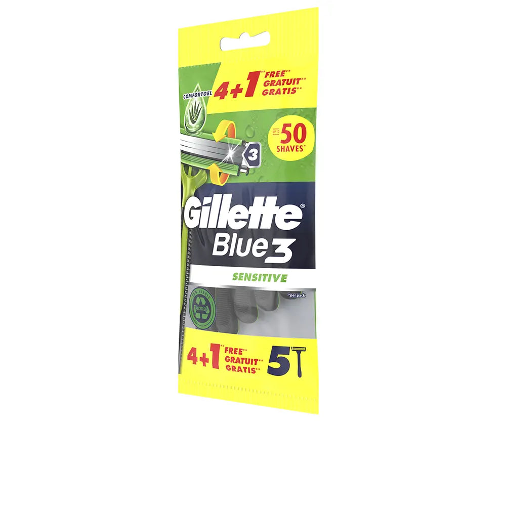 GILLETTE-BLUE 3 SENSITIVE disposable razor blade 5 u-DrShampoo - Perfumaria e Cosmética