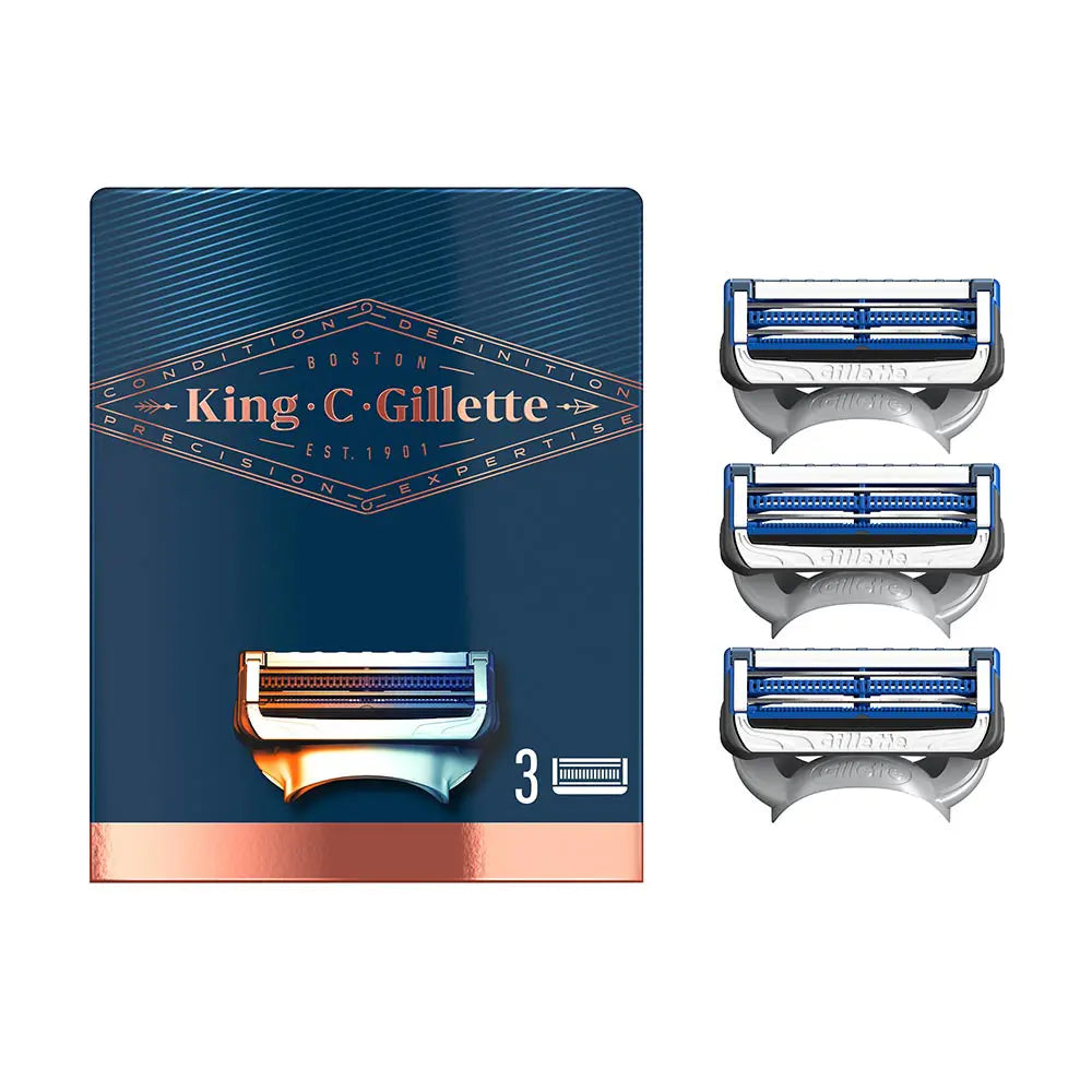 GILLETTE-Lâminas de barbear de pescoço GILLETTE KING x 3 cartuchos-DrShampoo - Perfumaria e Cosmética