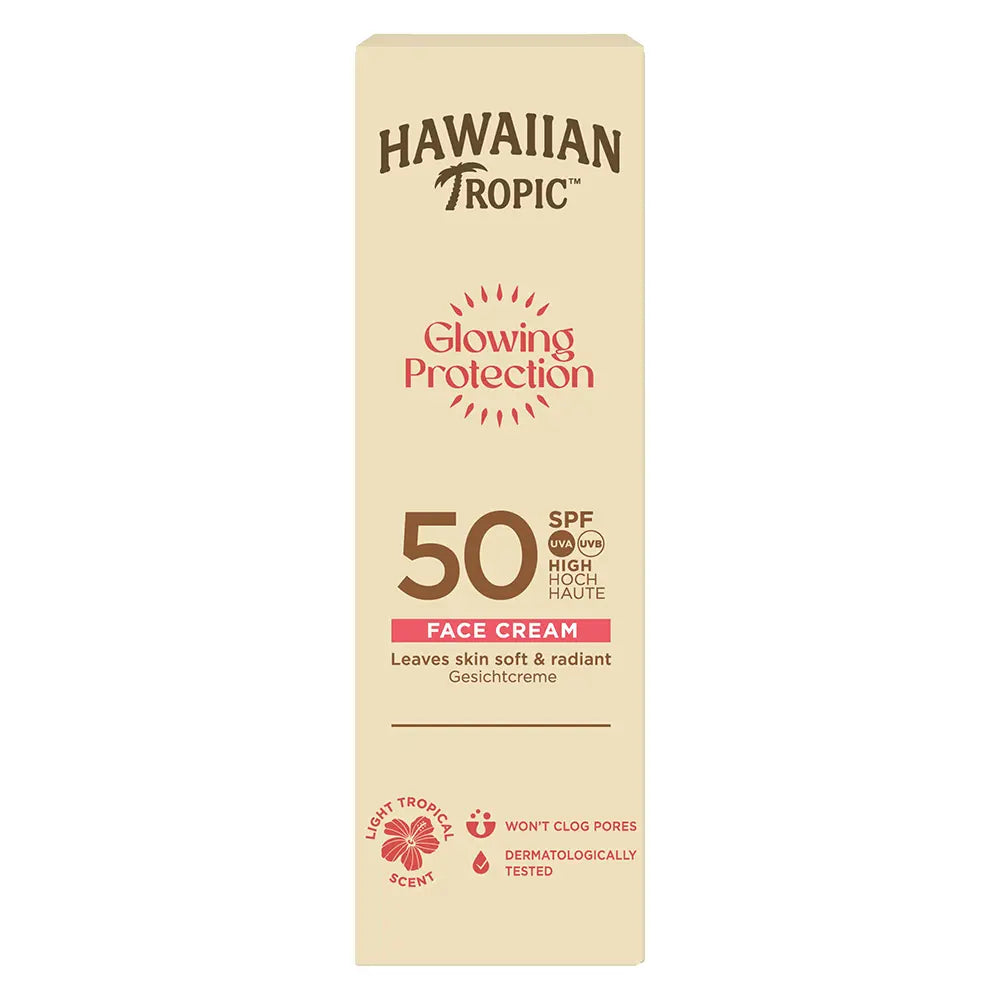 HAWAIIAN TROPIC-Creme facial GLOWING PROTECTION FPS 50 50 ml-DrShampoo - Perfumaria e Cosmética