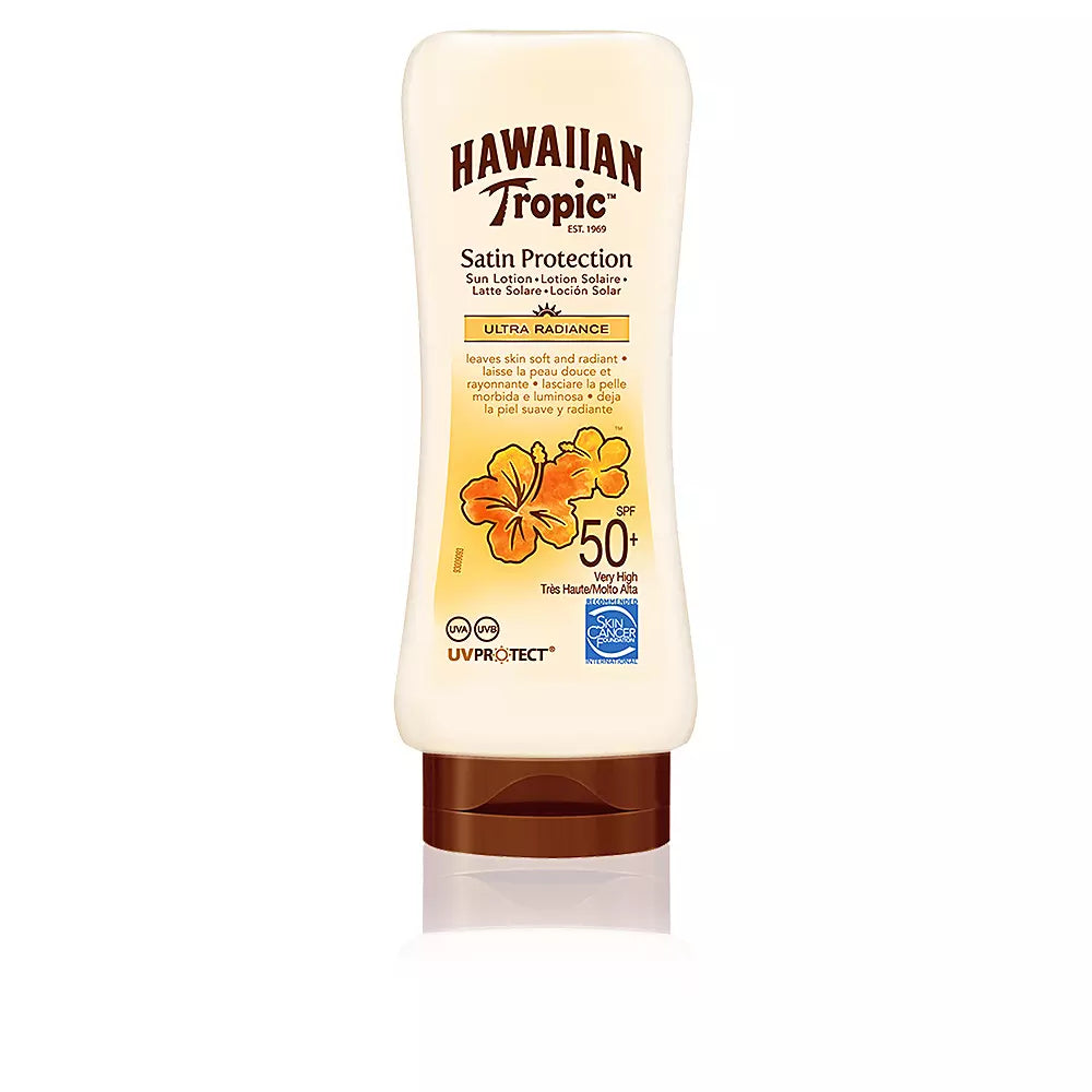 HAWAIIAN TROPIC-SATIN ultra radiance loção solar SPF50+180 ml-DrShampoo - Perfumaria e Cosmética