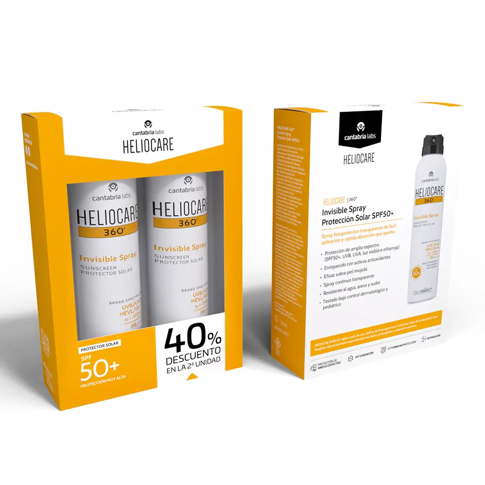 HELIOCARE-HELIOCARE 360º protetor solar spray transparente FPS50+ pacote 2 x 200 ml.-DrShampoo - Perfumaria e Cosmética