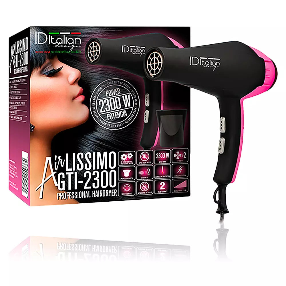 ID ITALIAN-secador de cabelo rosa AIRLISSIMO GTI 2300-DrShampoo - Perfumaria e Cosmética
